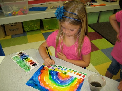 Girl Painting a Rainbow in K