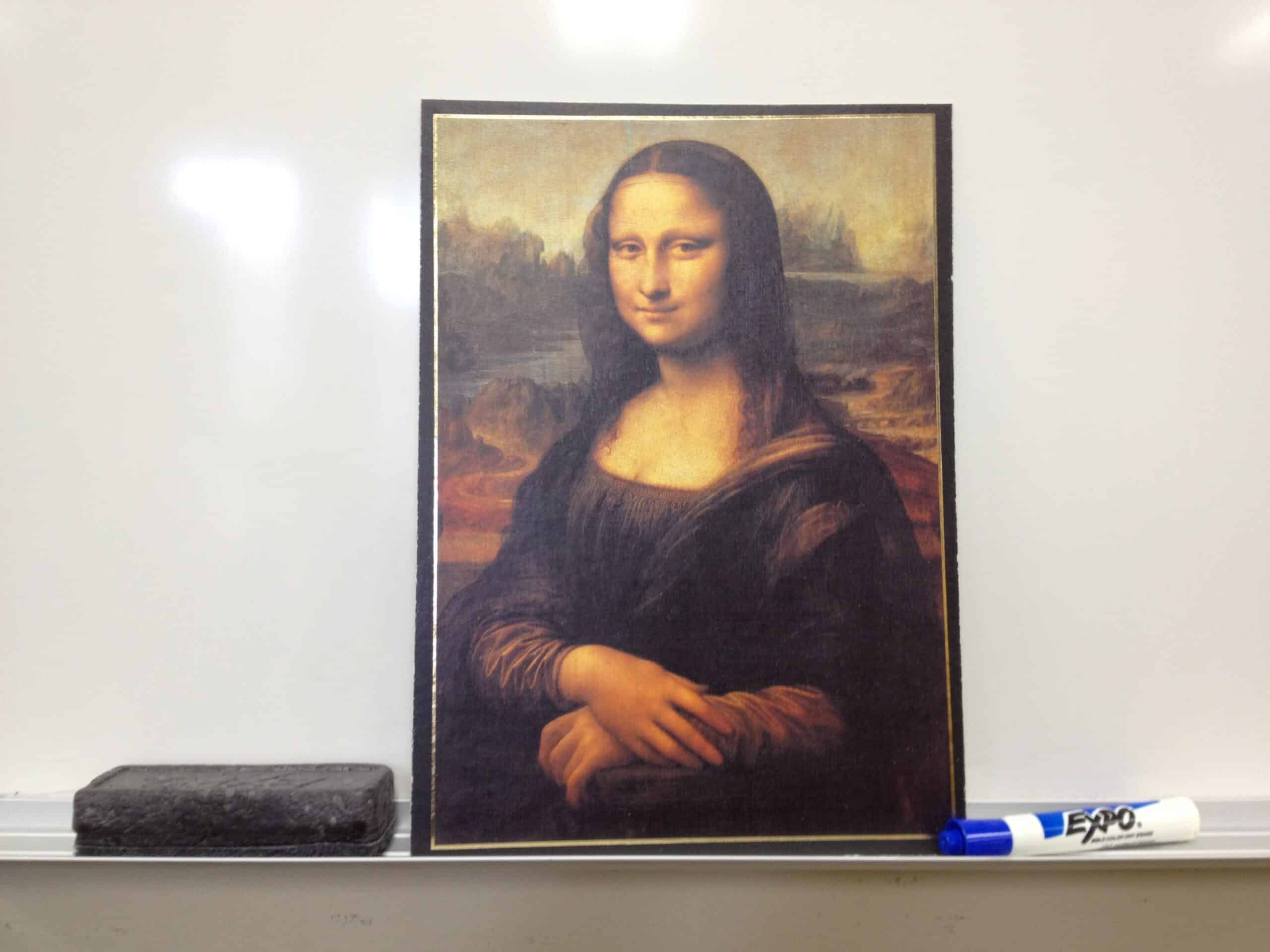 Mona Lisa Print on a White Board Tray