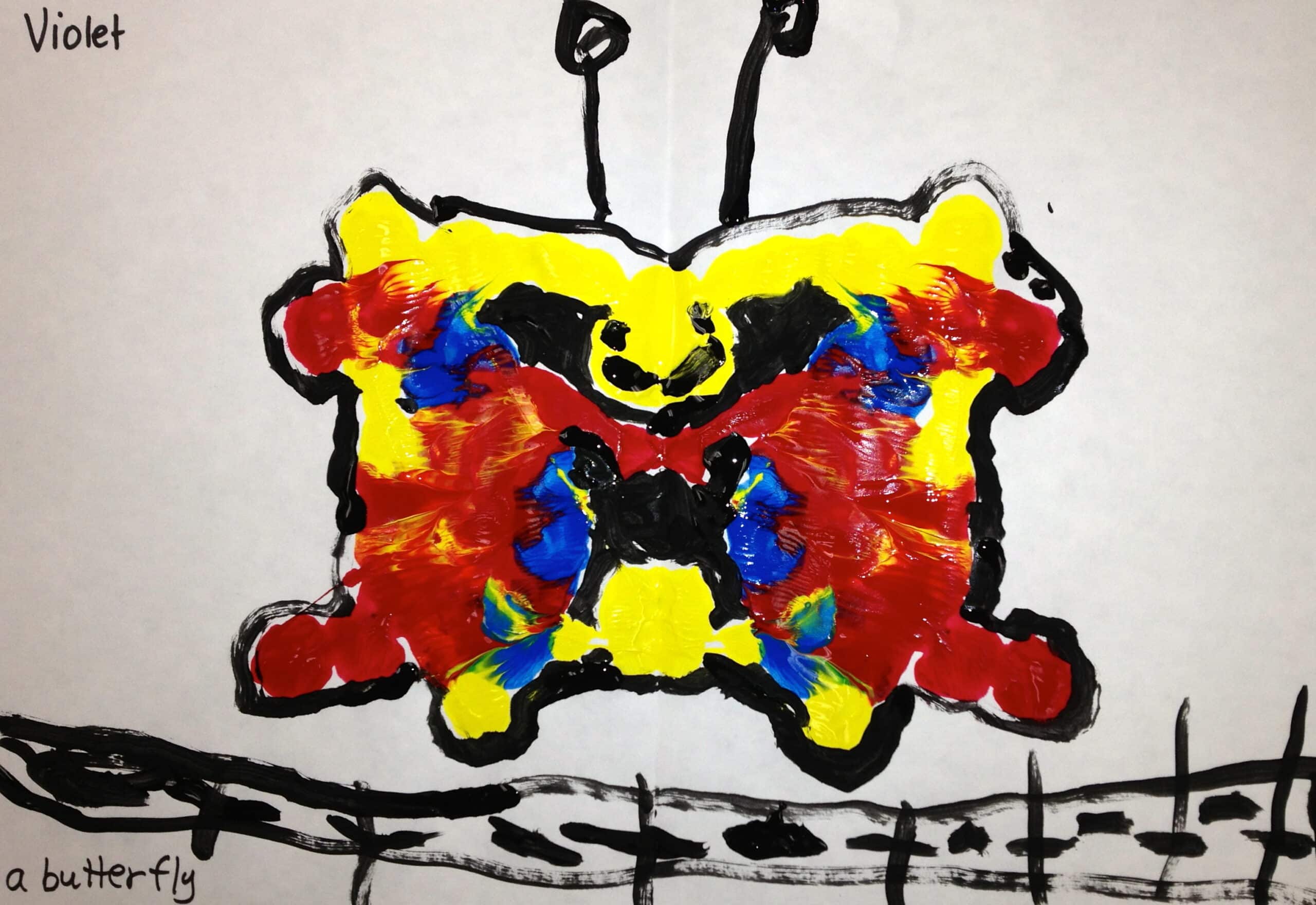 a Kindergarten Rorschach Print of a butterfly